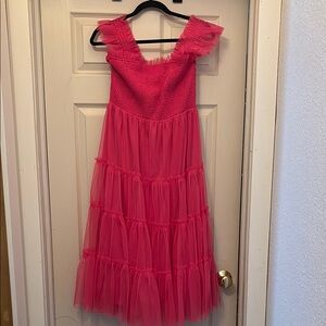 Listicle Pink Ruffled Tiered Dress